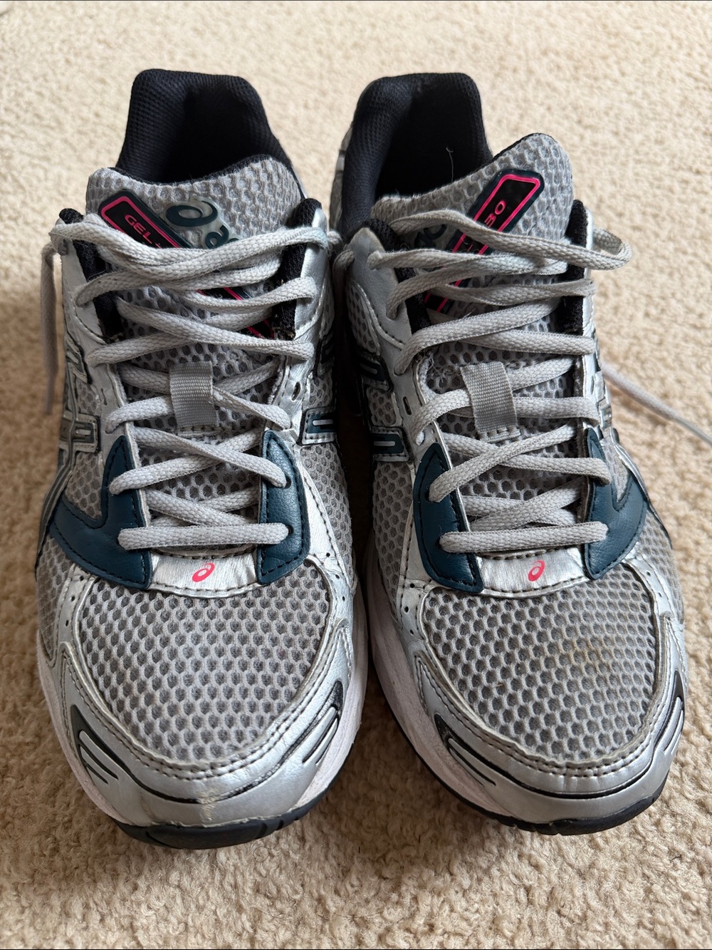 ASICS Kids' Gray and Teal Athletic Sneakers